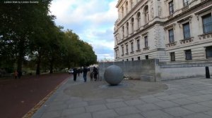 Central London Walk, NO 10 Downing Street, Whitehall, UK Treasury. 4K