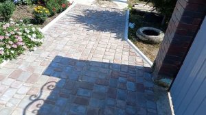 заполнение швов тротуарной плитки....укладка тротуарной плитки....