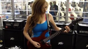 NAMM 2012: Courtney Cox of The Iron Maidens demos the Peavey AT-200 Auto-Tune guitar