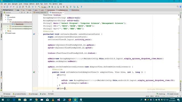Android App Development 7 : Populate One Spinner from Another Spinner Kotlin