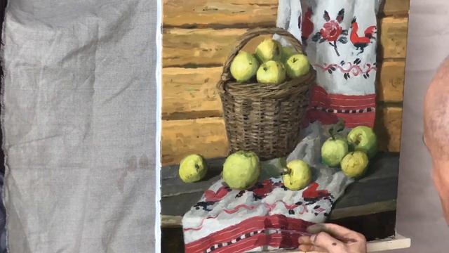 Написание натюрморта с антоновскими яблоками смотреть онлайн