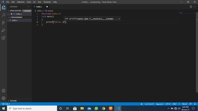How to print Hello World  using Visual Studio code | C programming