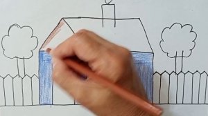 КАК  ПРОСТО  НАРИСОВАТЬ ДОМИК С ОГОРОДОМ. HOW TO DRAW A HOUSE  WITH A GARDEN EASILY  AND QUICKLY.