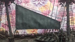 № 94 Сборка модели корабля черная жемчужина. Устанавливаем парус между 1 и 2 мачтой .