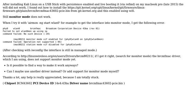 Unix & Linux: Monitor mode on macbook 2015 hardware in (kali) linux (2 Solutions!!) смотреть онлайн