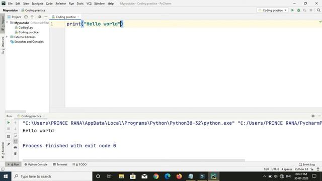 #3 Python tutorial : Basics of python, Hello World Program in python, Working on String