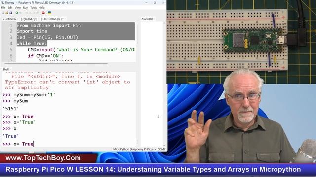 Raspberry Pi Pico W LESSON 14: Understanding Variable Types and Arrays in Micropython