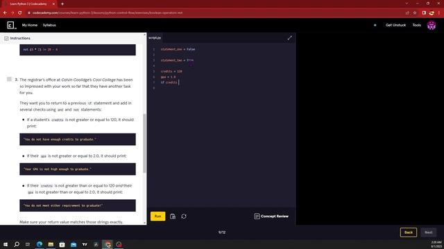 python basic Boolean Operators: not