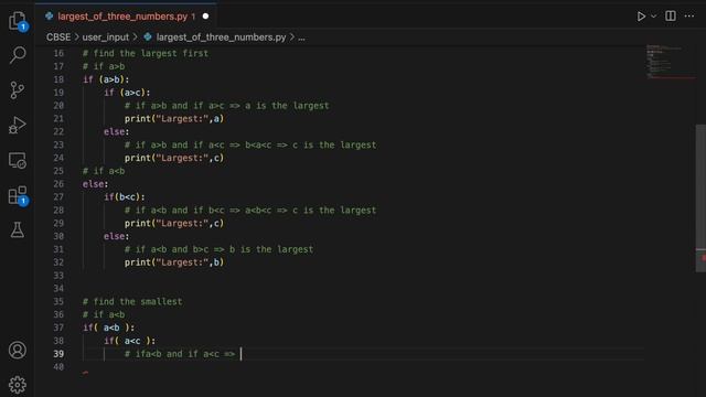 Python program to find the smallest & largest of 3 input numbers using if-else-if in Hindi