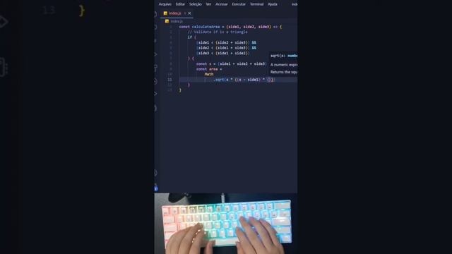 ASMR Programming - Triangle Area with Nodejs  #coding #programming #html #web #javascript #vscode