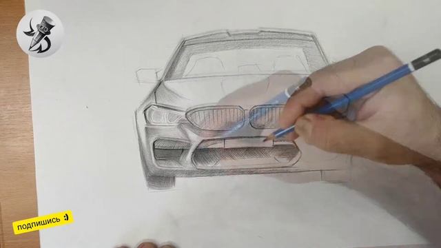 Как нарисовать машину BMW M5 F90 компетишн, рисунок. смотреть онлайн