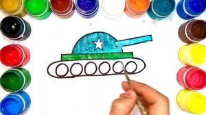 Как нарисовать ТАНК / мультик раскраска ТАНК для детей / Раскраски малышам.