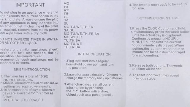 инструкция на таймер розетка