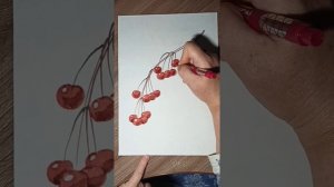 Веточка вишни, как нарисовать маркером и карандашом.
