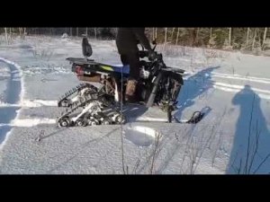 Проходимость Гусениц и лыж на квадроцикле Hammer Sharmax 300 по сугробам..