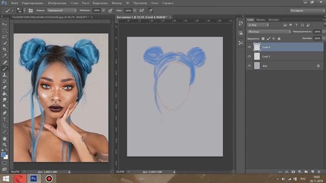 Самый простой способ рисования волос • SPEED-ART (#Photoshop) смотреть онлайн