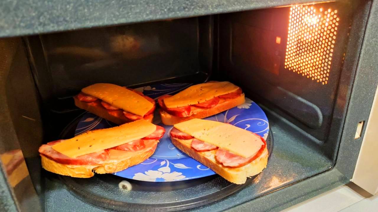 горячий бутерброд в микроволновке фото