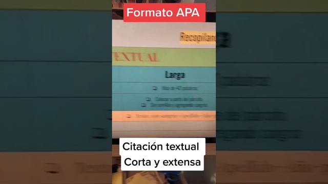 Cita Textual Corta y Cita Textual Larga en Formato APA #formatoapa Formato APA 7ma (séptima) edició