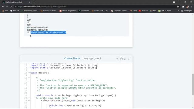 Big Sorting Hackerrank Solved | Problem Solving | Java