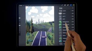 Второй способ объединения слоёв в Procreate