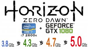 Horizon Zero Dawn Core i7 2600k 3.8 ГГц, 4.3 ГГц, 4.7 ГГц, 5.0 ГГц