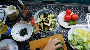 Вкусные овощи гриль на сковородке.