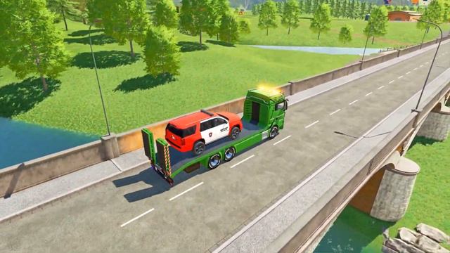 TRANSPORTING MERCEDES MINI BUS, VOLKSWAGEN POLICE, FORD POLICE, MERCEDES FIRE TRUCK TO GARAGE | FS2