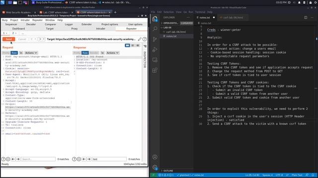 CSRF - Lab #6 CSRF where token is duplicated in cookie | Long Version смотреть онлайн