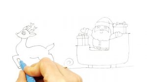 Рисунок на Новый год 2020 - 2021. Как нарисовать Деда мороза с Оленем на ночном звездном небе. #349