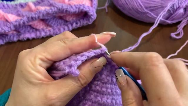 Обвязка края веерочками , крючком. смотреть онлайн