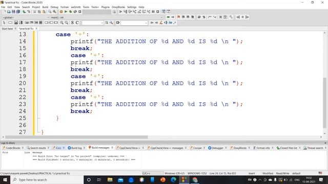 PRACTICAL 9 : WRITE A PROGRAM TO DESIGN BASIC CALCULATOR USING SWITCH CASE.