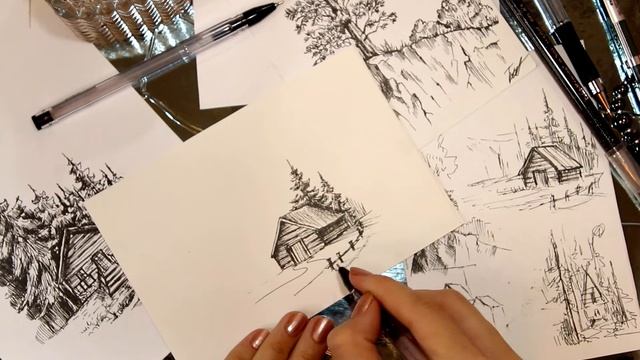 Рисуем природу гелевой ручкой. смотреть онлайн