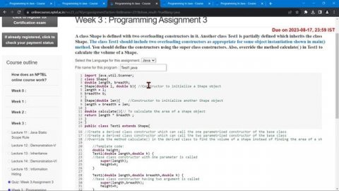 NPTEL Programming In Java WEEK3 Programming Assignment Solutions | Swayam July 2023 | IIT Kharagpur