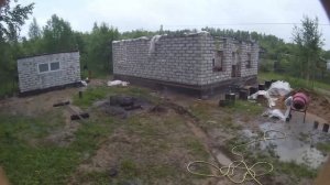 Таймлапс. Стены дома из пеноблока.