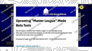 MASTER LEAGUE BETA TESTS | RELEASE DATE | NEW MODE | eFootball 2023 |