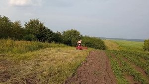 Первый выезд на мотоблоке, Работа тест ворошилки Солнышко, СЕНОКОС