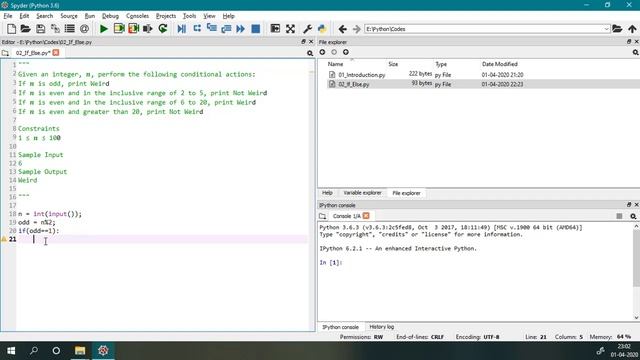Python - If, Elif, Else Statement, Use of Indent etc.