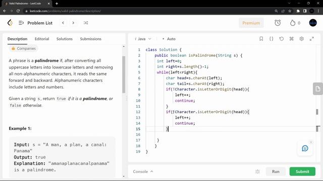 #Leetcode 125. Valid Palindrome | Easy Solution | Java |#leetcodesolution | @GoCoderGo| #dsa