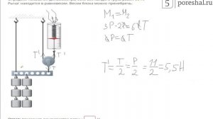 Определи показания динамометра, если вес каждого груза