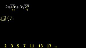 2√48+3√27 , raiz cuadrada de 48 mas raiz de 27 . Operaciones con raices cuadradas