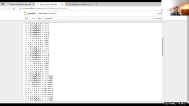 Machine Learning Foundations (2022) - KNN and performance metrics with Numpy, read IRIS csv