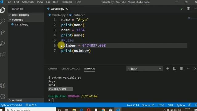variable in python in Hindi || variable in python 3  || python  variables|| variables in python