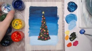 Как нарисовать новогоднюю ёлку. Пошаговый урок