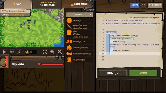 CodeCombat Level 14 Python Computer Science 2 Tutorial with Answers