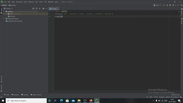 Create  Benzene Rainbow with Python, PythonTurtle Graphics Tutorial  2021