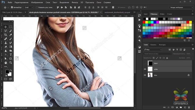 Как удалить водяной знак с фотографии. Как убрать водяной знак с фото Shutter Stock. Уроки Фотошопа смотреть онлайн