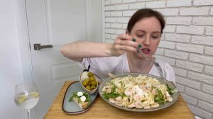 МУКБАНГ ПАСТА С СЛИВКАМИ И КРЕВЕТКАМИ БРУСКЕТТА с авокадо и рукколой MUKBANG PASTA food ru