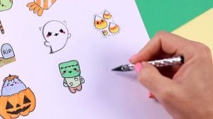 12 DIY Хэллоуин НАКЛЕЙКИ своими руками! БЕЗ КЛЕЯ! Рисуем сами!
