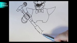 Как нарисовать Глэмрок Фредди, ФНАФ 9, How to draw Glamrock Freddy, FNAF 9