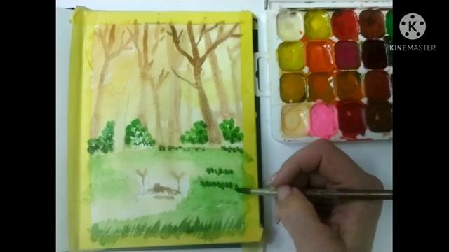 Рисуем "Лес" акварелью смотреть онлайн